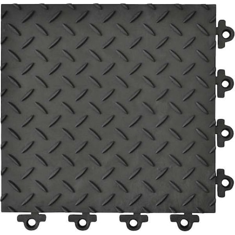 Interlocking Antifatigue Mat Tile, PVC, 12 in Long x 12 in Wide, 1 in Thick, 12 PK - 621STL12BL