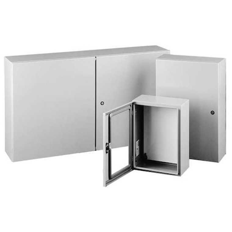 Mild Steel Electrical Enclosures, 24 in H, 10 in D, 24 in W, NEMA 4, 12, Hinged - CSD242410