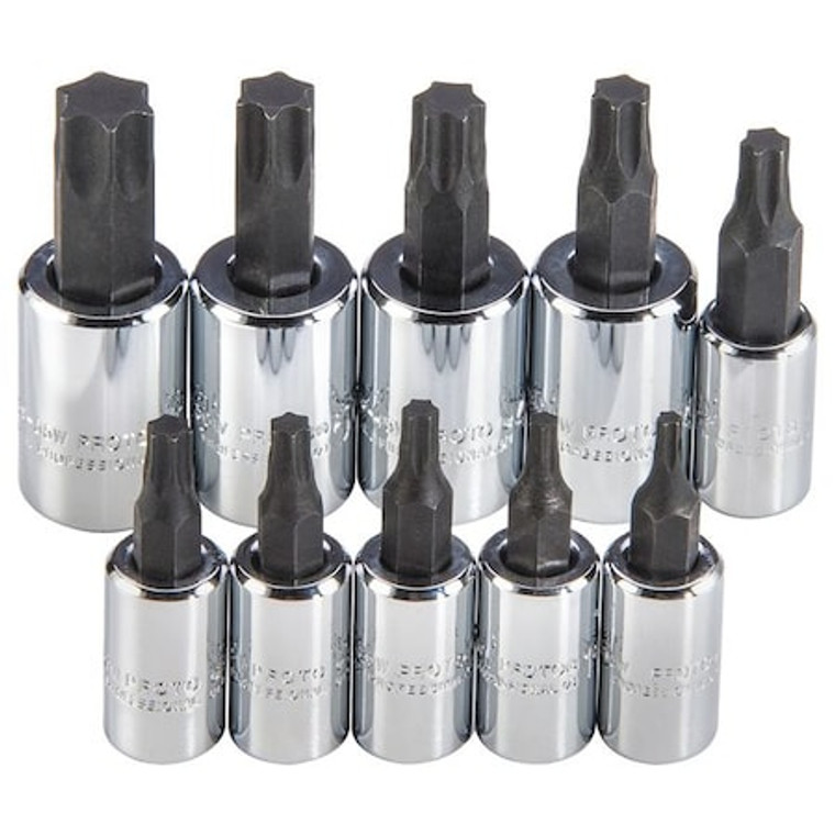 1/4 in, 3/8 in Drive Socket Bit Set, Metric, SAE, Torx, 10 pcs - J4740C