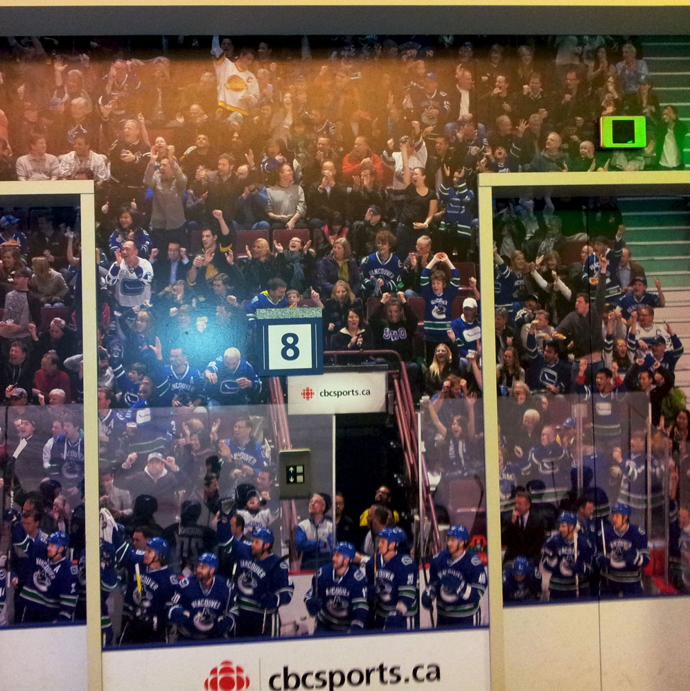 nhl mural across elevator doors