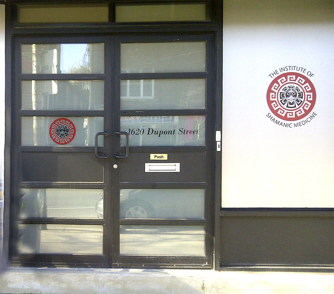 education centre entry with 2-tone graphic