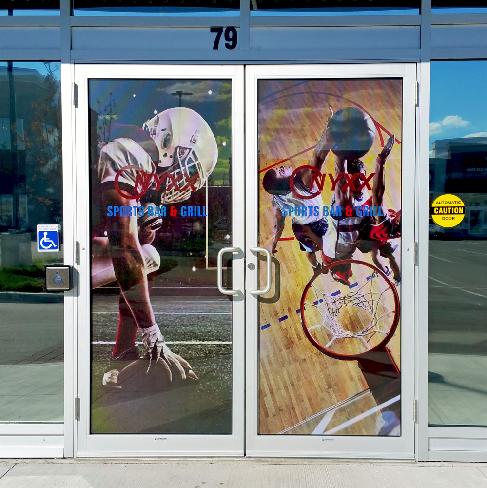 sports photo image on entry doors