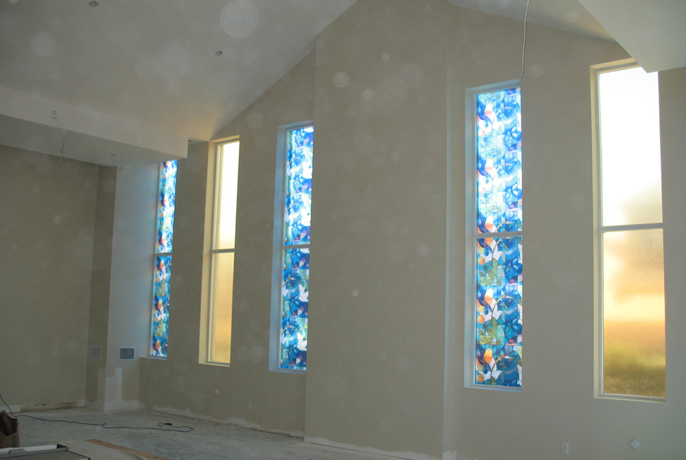 installing window film with the look of stained glass