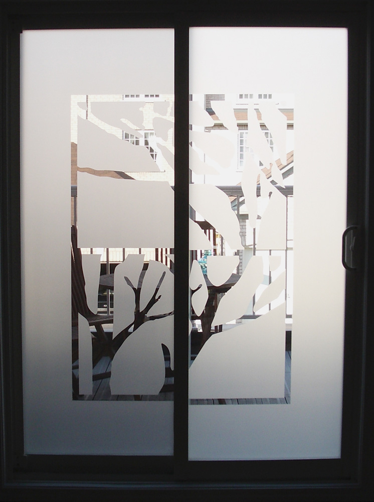 tree graphic patio door