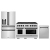 ZLINE 3-Piece Appliance Package - 48-Inch Paramount Autograph Dual Fuel Range, 36-Inch French Door Refrigerator with Water Dispenser, Dishwasher, in Stainless Steel with Matte Black Accents