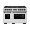 ZLINE 3-Piece Appliance Package - 48-Inch Paramount Autograph Dual Fuel Range, 36-Inch French Door Refrigerator with Water Dispenser, Dishwasher, in Stainless Steel with Matte Black Accents