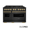 ZLINE Autograph Edition 48-Inch Classic Gas Range with 8 Burner DuoPro™ Cooktop and White Doors with Bronze Accents (PCGRBZ-48-CB)