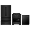 ZLINE 3-Piece Appliance Package - 30-Inch Paramount Dual Fuel Range, 36-Inch French Door Refrigerator, Dishwasher, in Black Stainless Steel