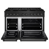 ZLINE 5-Piece Appliance Package - 48-Inch Paramount Gas Range, Wall Mount Range Hood, 36-Inch French Door Refrigerator with Water Dispenser, Dishwasher, and 24-Inch Microwave Drawer in Black Stainless Steel
