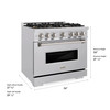 ZLINE 36-Inch 5.2 Cu. Ft. Classic Gas Range with 6 Burner DuoPro™ Cooktop and Convection Gas Oven in Stainless Steel (PCGR36)