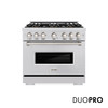 ZLINE 36-Inch 5.2 Cu. Ft. Classic Gas Range with 6 Burner DuoPro™ Cooktop and Convection Gas Oven in Stainless Steel (PCGR36)