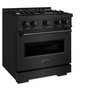 ZLINE 5-Piece Appliance Package - 30-Inch Classic Gas Range, Wall Mount Range Hood, 36-Inch French Door Refrigerator, Dishwasher, and 30-Inch Microwave Drawer in Black Stainless Steel