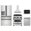 ZLINE 5-Piece Appliance Package - 30-Inch Legacy Autograph Dual Fuel Range, Wall Mount Range Hood, 36-Inch French Door Refrigerator with Water Dispenser, Dishwasher, and 24-Inch Microwave Drawer in Stainless Steel with Matte Black Accents