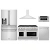 ZLINE 5-Piece Appliance Package - 48-Inch Paramount Gas Range, Wall Mount Range Hood, 36-Inch French Door Refrigerator with Water Dispenser, Dishwasher, and 30-Inch Microwave Drawer in Stainless Steel