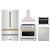 ZLINE 5-Piece Appliance Package - 36-Inch Autograph Edition Induction Range, Wall Mount Range Hood, 36-Inch French Door Refrigerator, Dishwasher, and 24-Inch Microwave Drawer in Stainless Steel with Gold Accents