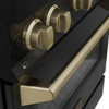ZLINE 5-Piece Appliance Package - 30-Inch Legacy Dual Fuel Range, Wall Mount Range Hood, 36-Inch French Door Refrigerator, Dishwasher, and 24-Inch Microwave Drawer in Black Stainless Steel with Champagne Bronze Accents