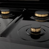 ZLINE 5-Piece Appliance Package - 30-Inch Legacy Dual Fuel Range, Wall Mount Range Hood, 36-Inch French Door Refrigerator, Dishwasher, and 30-Inch Microwave Drawer in Black Stainless Steel with Champagne Bronze Accents