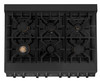 ZLINE 5-Piece Appliance Package - 36-Inch Legacy Dual Fuel Range, Wall Mount Range Hood, 36-Inch French Door Refrigerator, Dishwasher, and 30-Inch Microwave Drawer in Black Stainless Steel