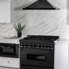 ZLINE 5-Piece Appliance Package - 36-Inch Legacy Dual Fuel Range, Wall Mount Range Hood, 36-Inch French Door Refrigerator, Dishwasher, and 30-Inch Microwave Drawer in Black Stainless Steel