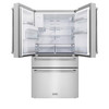 ZLINE 5-Piece Appliance Package - 36-Inch Legacy Dual Fuel Range, Wall Mount Range Hood, 36-Inch French Door Refrigerator with Water Dispenser, Dishwasher, and 30-Inch Microwave Drawer in Stainless Steel