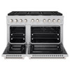 ZLINE 4-Piece Appliance Package - 48-Inch Paramount Dual Fuel Range, Wall Mount Range Hood, 36-Inch French Door Refrigerator with Water Dispenser, Dishwasher, in Stainless Steel
