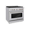 ZLINE 5-Piece Appliance Package - 36-Inch Paramount Gas Range, Wall Mount Range Hood, 36-Inch French Door Refrigerator with Water Dispenser, Dishwasher, and 30-Inch Microwave Drawer in Stainless Steel