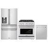 ZLINE 3-Piece Appliance Package - 30-Inch Paramount Dual Fuel Range, 36-Inch French Door Refrigerator with Water Dispenser, Dishwasher, in Stainless Steel