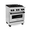 ZLINE 5-Piece Appliance Package - 30-Inch Legacy Autograph Dual Fuel Range, Wall Mount Range Hood, 36-Inch French Door Refrigerator with Water Dispenser, Dishwasher, and 30-Inch Microwave Drawer in Stainless Steel with Matte Black Accents