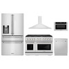 ZLINE 5-Piece Appliance Package - 48-Inch Paramount Gas Range, Wall Mount Range Hood, 36-Inch French Door Refrigerator with Water Dispenser, Dishwasher, and 24-Inch Microwave Drawer in Stainless Steel
