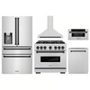 ZLINE 5-Piece Appliance Package - 36-Inch Autograph Edition Dual Fuel Range, Wall Mount Range Hood, 36-Inch French Door Refrigerator with Water Dispenser, Dishwasher, and 30-Inch Microwave Drawer in Stainless Steel Matte Black Accents