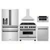 ZLINE 5-Piece Appliance Package - 36-Inch Legacy Autograph Dual Fuel Range, Wall Mount Range Hood, 36-Inch French Door Refrigerator with Water Dispenser, Dishwasher, and 30-Inch Microwave Drawer in Stainless Steel with Matte Black Accents