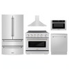 ZLINE 5-Piece Appliance Package - 36-Inch Paramount Induction Range, Wall Mount Range Hood, 36-Inch French Door Refrigerator, Dishwasher, and 24-Inch Microwave Drawer in Stainless Steel