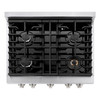 ZLINE 4-Piece Appliance Package - 30-Inch Paramount Dual Fuel Range, Wall Mount Range Hood, 36-Inch French Door Refrigerator, Dishwasher, in Stainless Steel