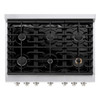 ZLINE 5-Piece Appliance Package - 36-Inch Paramount Gas Range, Wall Mount Range Hood, 36-Inch French Door Refrigerator, Dishwasher, and 30-Inch Microwave Drawer in Stainless Steel