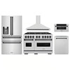 ZLINE 5-Piece Appliance Package - 48-Inch Autograph Edition Dual Fuel Range, Wall Mount Range Hood, 36-Inch French Door Refrigerator with Water Dispenser, Dishwasher, and 30-Inch Microwave Drawer in Stainless Steel Matte Black Accents