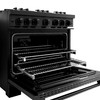 ZLINE 5-Piece Appliance Package - 36-Inch Classic Dual Fuel Range, Wall Mount Range Hood, 36-Inch French Door Refrigerator with Water Dispenser, Dishwasher, and 30-Inch Microwave Drawer in Black Stainless Steel