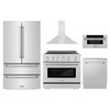 ZLINE 5-Piece Appliance Package - 36-Inch Paramount Induction Range, Wall Mount Range Hood, 36-Inch French Door Refrigerator, Dishwasher, and 30-Inch Microwave Drawer in Stainless Steel