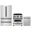 ZLINE 3-Piece Appliance Package - 30-Inch Legacy Autograph Dual Fuel Range, 36-Inch French Door Refrigerator, Dishwasher, in Stainless Steel with Matte Black Accents