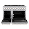 ZLINE 5-Piece Appliance Package - 48-Inch Classic Dual Fuel Range, Wall Mount Range Hood, 36-Inch French Door Refrigerator with Water Dispenser, Dishwasher, and 30-Inch Microwave Drawer in Stainless Steel