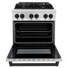 ZLINE 5-Piece Appliance Package - 30-Inch Legacy Autograph Dual Fuel Range, Wall Mount Range Hood, 36-Inch French Door Refrigerator, Dishwasher, and 24-Inch Microwave Drawer in Stainless Steel with Matte Black Accents