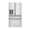 ZLINE 5-Piece Appliance Package - 36-Inch Paramount Dual Fuel Range, Wall Mount Range Hood, 36-Inch French Door Refrigerator with Water Dispenser, Dishwasher, and 30-Inch Microwave Drawer in Stainless Steel