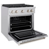 ZLINE 4-Piece Appliance Package - 30-Inch Paramount Dual Fuel Range, Wall Mount Range Hood, 36-Inch French Door Refrigerator with Water Dispenser, Dishwasher, in Stainless Steel
