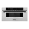 ZLINE 5-Piece Appliance Package - 48-Inch Autograph Edition Gas Range, Wall Mount Range Hood, 36-Inch French Door Refrigerator, Dishwasher, and 30-Inch Microwave Drawer in Stainless Steel Matte Black Accents