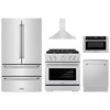 ZLINE 5-Piece Appliance Package - 30-Inch Paramount Gas Range, Wall Mount Range Hood, 36-Inch French Door Refrigerator, Dishwasher, and 24-Inch Microwave Drawer in Stainless Steel