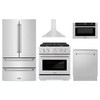 ZLINE 5-Piece Appliance Package - 30-Inch Paramount Dual Fuel Range, Wall Mount Range Hood, 36-Inch French Door Refrigerator, Dishwasher, and 24-Inch Microwave Drawer in Stainless Steel