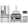 ZLINE 5-Piece Appliance Package - 48-Inch Legacy Autograph Dual Fuel Range, Wall Mount Range Hood, 36-Inch French Door Refrigerator with Water Dispenser, Dishwasher, and 30-Inch Microwave Drawer in Stainless Steel with Matte Black Accents