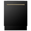 ZLINE 5-Piece Appliance Package - 36-Inch Legacy Dual Fuel Range, Wall Mount Range Hood, 36-Inch French Door Refrigerator with Water Dispenser, Dishwasher, and 30-Inch Microwave Drawer in Black Stainless Steel with Champagne Bronze Accents