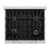 ZLINE 5-Piece Appliance Package - 30-Inch Autograph Edition Gas Range, Wall Mount Range Hood, 36-Inch French Door Refrigerator with Water Dispenser, Dishwasher, and 30-Inch Microwave Drawer in Stainless Steel with Champagne Bronze Accents