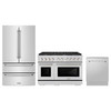 ZLINE 3-Piece Appliance Package - 48-Inch Paramount Dual Fuel Range, 36-Inch French Door Refrigerator, Dishwasher, in Stainless Steel