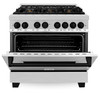 ZLINE 5-Piece Appliance Package - 36-Inch Legacy Autograph Dual Fuel Range, Wall Mount Range Hood, 36-Inch French Door Refrigerator, Dishwasher, and 24-Inch Microwave Drawer in Stainless Steel with Matte Black Accents